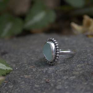 Handmade 925 Silver Sea Foam Sea Glass Ring Vintage