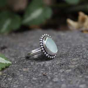 Handmade 925 Silver Sea Foam Sea Glass Ring Vintage