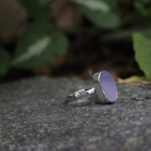 Load image into Gallery viewer, Handmade Simple 925 Silver Genuine Purple Sea Glass Ring Vintage