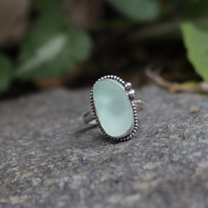 Hand-crafted Sterling Silver Genuine Sea Foam Sea Glass Ring