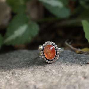 Handmade 925 Silver Natural Oval Sunstone Ring Vintage