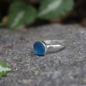 Handmade 925 Silver Genuine Cobalt Blue Sea Glass Ring