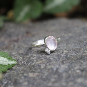 Handmade 925 Silver Small Natural Faceted Rose Quartz Ring