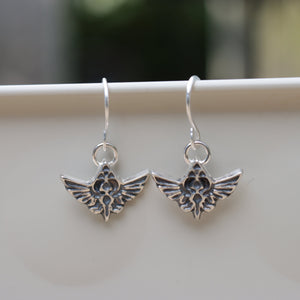 Handmade 925 Sterling Silver Zelda Hyrule Crest Hook Earrings