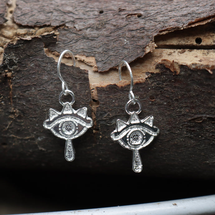 Hand-crafted S925 Sterling Silver Zelda Sheikah Eye Hook Earrings