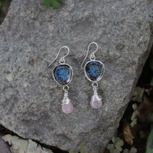 Load image into Gallery viewer, Handmade 925 Silver Vintage Ceramic Rose Quartz Hook Earrings