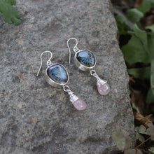 Load image into Gallery viewer, Handmade 925 Silver Vintage Ceramic Rose Quartz Hook Earrings