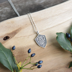 Hand-crafted 925 Sterling Silver Zelda Hylian Shield Pendant Necklace