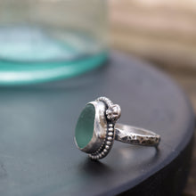 Load image into Gallery viewer, Handmade Vintage 925 Silver Genuine Aqua Sea Glass Ring