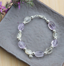 Load image into Gallery viewer, 925 Sterling Silver Natural Citrines Amethyst Beaded Bracelet