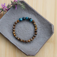 Load image into Gallery viewer, Natural Stone Brown Blue Faceted Tiger Eye Beaded Elastic Bracelet