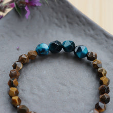 Load image into Gallery viewer, Natural Stone Brown Blue Faceted Tiger Eye Beaded Elastic Bracelet