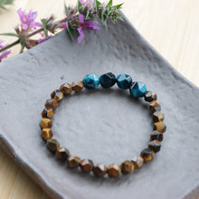 Load image into Gallery viewer, Natural Stone Brown Blue Faceted Tiger Eye Beaded Elastic Bracelet