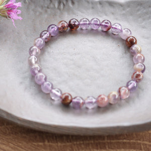 Natural Stone Amethyst Beaded Elastic Bracelet