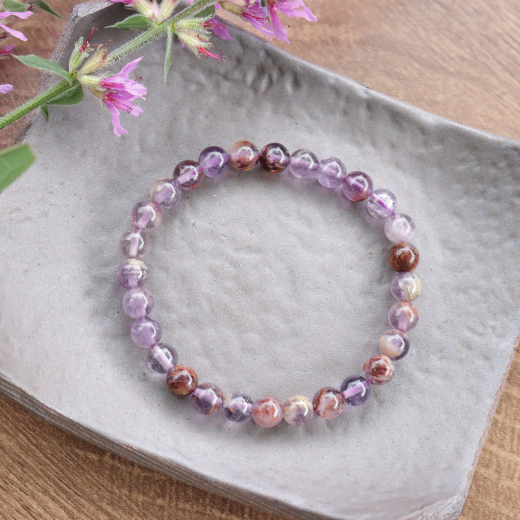 Natural Stone Amethyst Beaded Elastic Bracelet