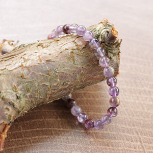 Natural Stone Amethyst Beaded Elastic Bracelet