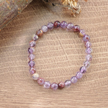 Load image into Gallery viewer, Natural Stone Amethyst Beaded Elastic Bracelet