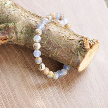 Load image into Gallery viewer, Natural Purple Blue Brown Agate Round Beaded Elastic Bracelet