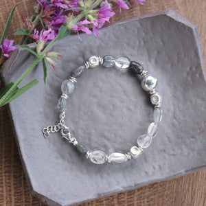 925 Sterling Silver Natural Stone Beaded Bracelet