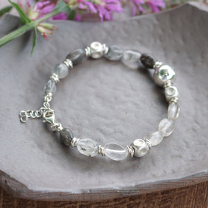 925 Sterling Silver Natural Stone Beaded Bracelet