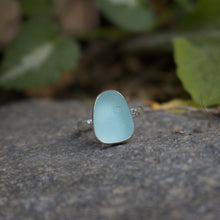 Load image into Gallery viewer, Handmade Simple 925 Silver Genuine Aqua Sea Glass Ring Vintage