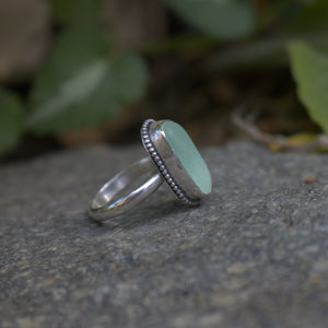 Hand-crafted Sterling Silver Genuine Sea Foam Sea Glass Ring