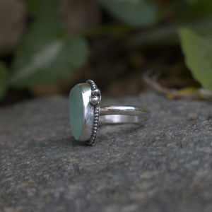 Hand-crafted Sterling Silver Genuine Sea Foam Sea Glass Ring